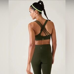 Athleta S SMALL Train Free Sports Bra A-C Aspen Olive